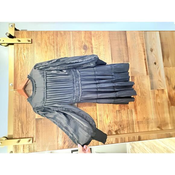 Ulla Johnson NWOT Black Gemma Ruffle Long Sleeve Mini Dress - Picture 15 of 16